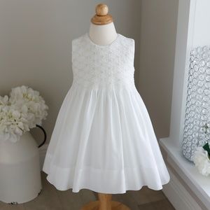 Strasburg Dress White Smocked Ecru Special Occasion Wedding 12/24 Month NWT